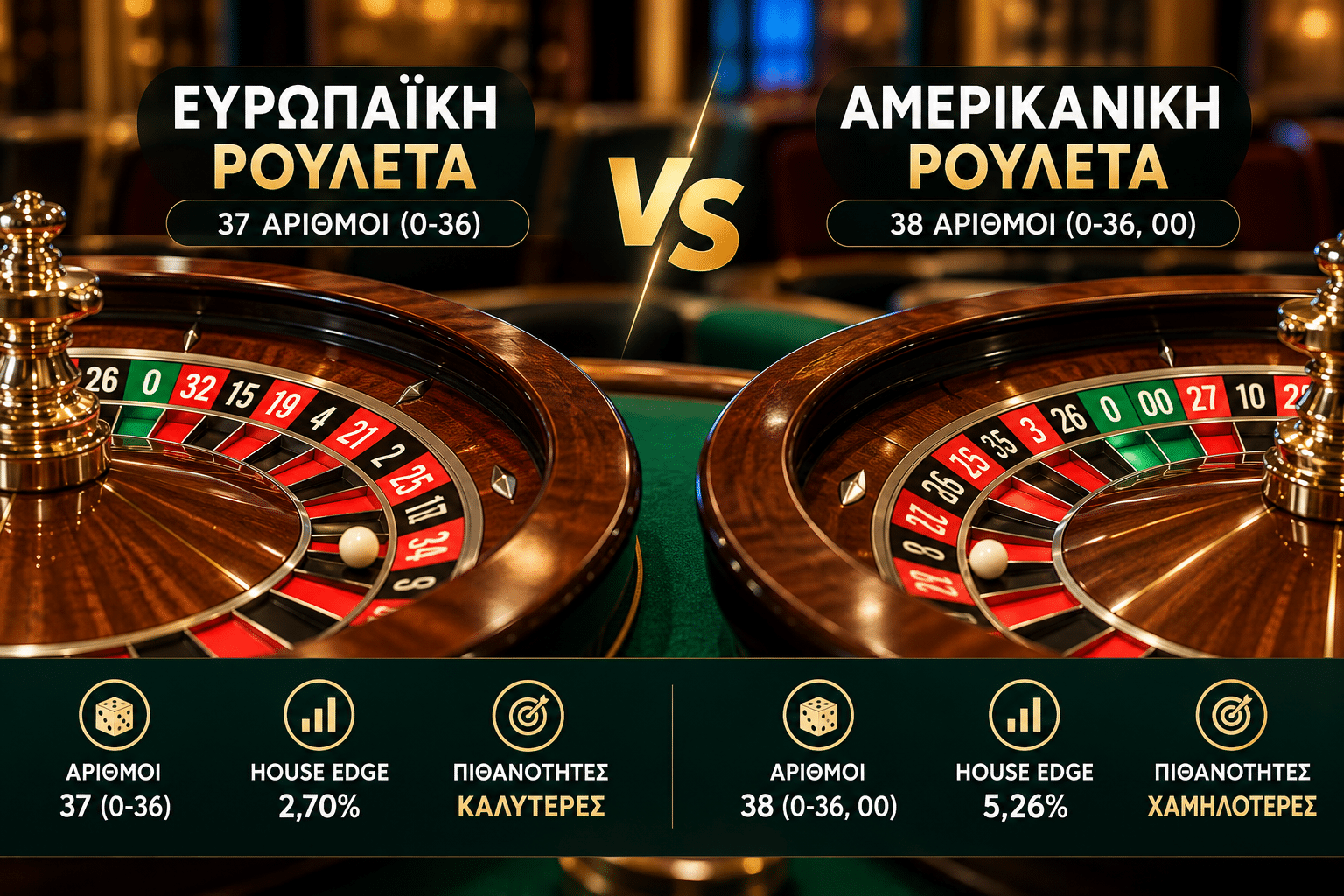 europaiki rouleta vs amerikaniki rouleta